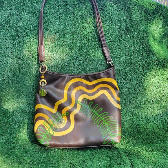 Hand-painted 70's inspired Faux Leather Purse - Picture 1 of 10
